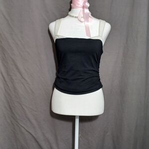 FREE PEOPLE Black Women's Top with creamy Straps Small